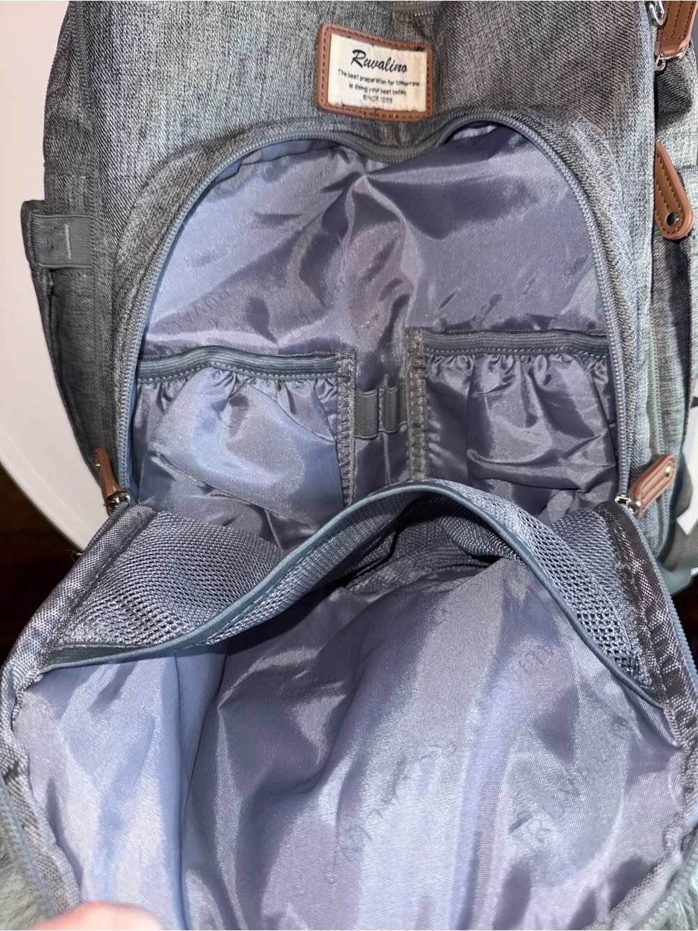 Large Gray Baby Diaper Backpack - Hands-Free Baby Bag